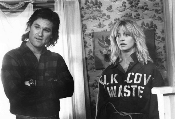 Голди Хоун и Курт Рассел на съемках комедии «За бортом»