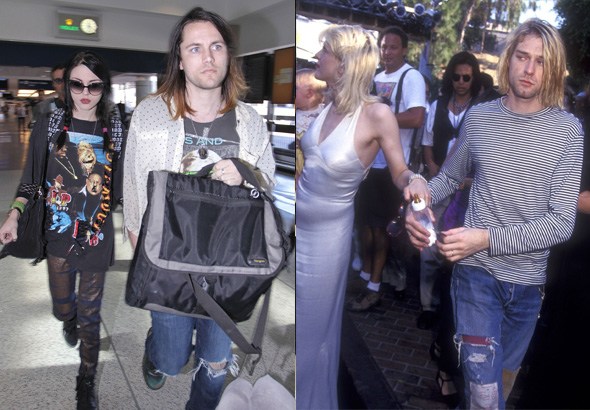 фото слева: Фрэнсис Кобейн и Исайя Сильва, фото справа: родители Фрэнсис - Кортни Лав и Курт Кобейн фото слева: Фрэнсис Кобейн и Исайя Сильва, фото справа: родители Фрэнсис - Кортни Лав и Курт Кобейн