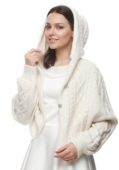 Накидка с капюшоном мод.018-V94989 - Свадебный трикотаж Viozari Murri
