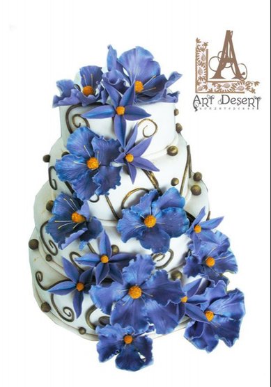 Торт на свадьбу Цветок Сапфира (A10369) - Кондитерская ArtDesert