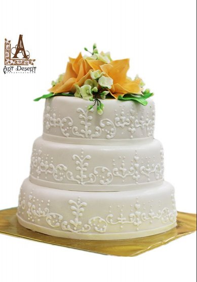 Торт на свадьбу Кружево (A11943) - Кондитерская ArtDesert