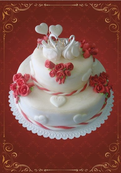 Торт на свадьбу Влюбленные лебеди (К12789) - Кондитерская Клубничка