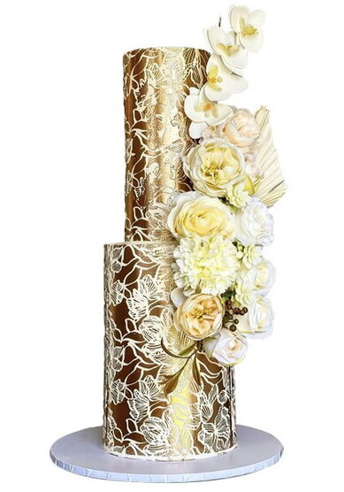 Свадебный торт Цветы на золоте (I132986) - Компания Iris Delicia
