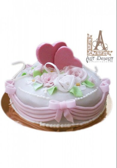 Торт на свадьбу Два сердца (A14453) - Кондитерская ArtDesert