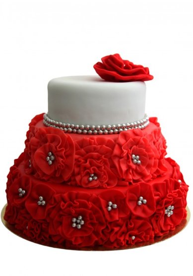 Свадебный торт Красные маки (B14634) - Кондитерская BeLight