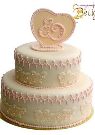 Свадебный торт Нежные узоры (B15128) - Кондитерская BeLight