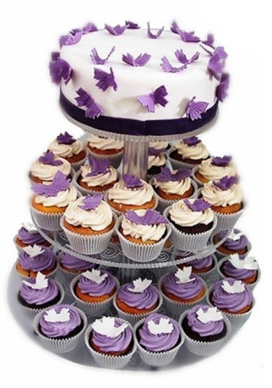 Свадебный торт Лиловый свадебный торт с бабочками (B15862) - Кондитерская BeLight