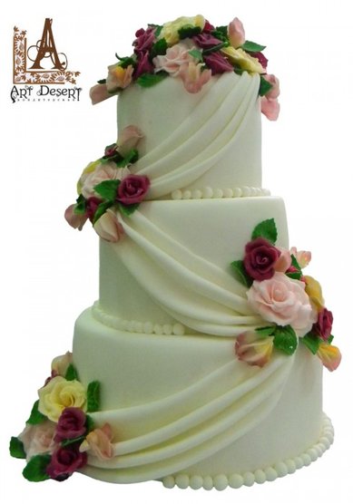 Торт на свадьбу Сиреневые розы (A18507) - Кондитерская ArtDesert