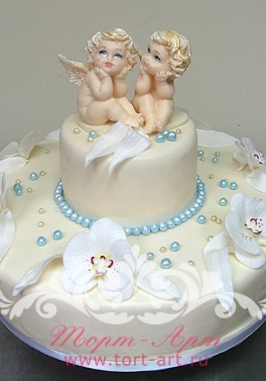 Торт на свадьбу Купидоны и орхидеи (Т41637) - Кондитерское ателье ТОРТ-АРТ