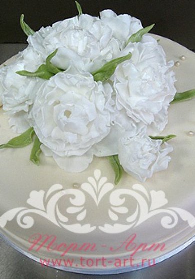 Свадебный торт Пионы (Т41638) - Кондитерское ателье ТОРТ-АРТ