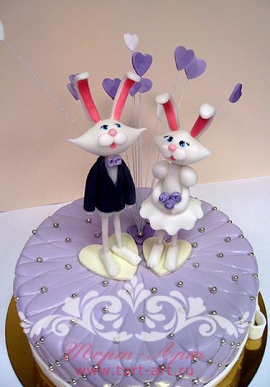 Свадебный торт Зайцы (Т41656) - Кондитерское ателье ТОРТ-АРТ