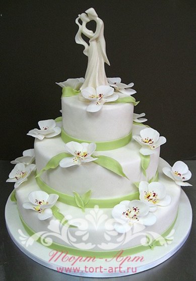 Торт на свадьбу Белые Орхидеи (Т41659) - Кондитерское ателье ТОРТ-АРТ