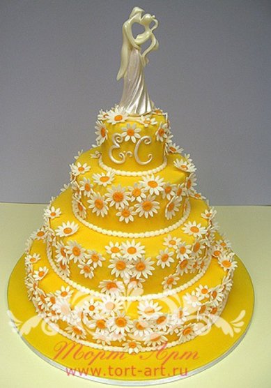 Торт на свадьбу Ромашковое поле (Т41665) - Кондитерское ателье ТОРТ-АРТ