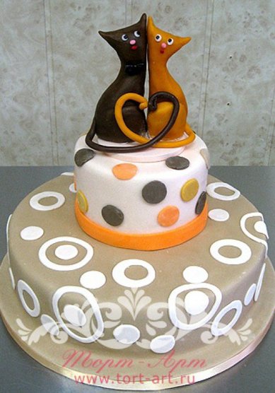 Свадебный торт Котики (Т41668) - Кондитерское ателье ТОРТ-АРТ