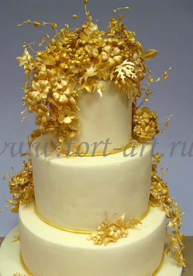 Торт на свадьбу Золотой (Т41759) - Кондитерское ателье ТОРТ-АРТ