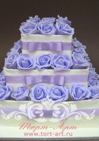 Торт на свадьбу Сиреневая свадьба (Т44717) - Кондитерское ателье ТОРТ-АРТ