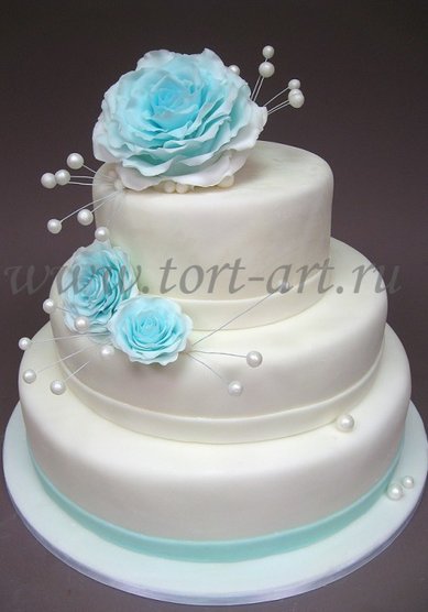 Торт на свадьбу Снежная роза (Т44719) - Кондитерское ателье ТОРТ-АРТ