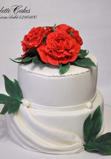 Свадебный торт Красные пионы (C65238) - Компания Colette Cakes