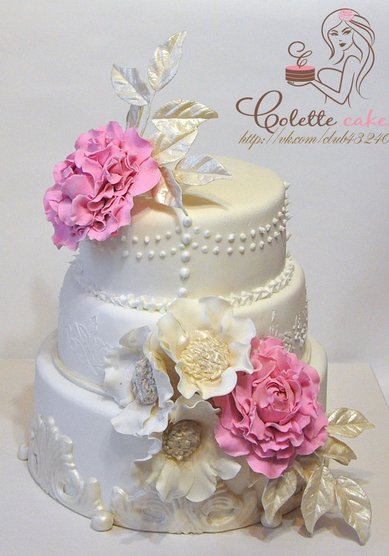 Торт на свадьбу Розовые пионы (C65253) - Компания Colette Cakes