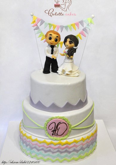 Свадебный торт Флажки и фигурки (C65254) - Компания Colette Cakes