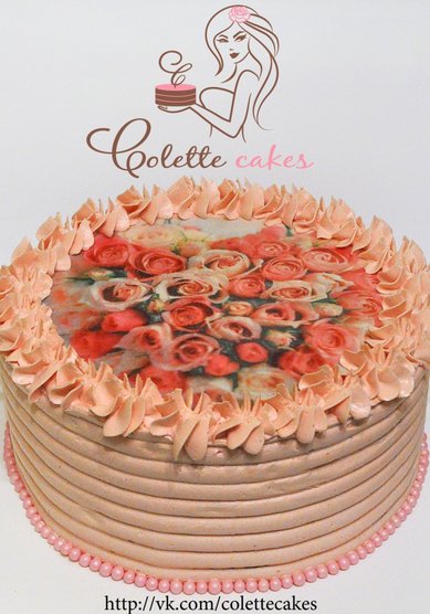 Торт на свадьбу Розы, фотопечать, крем (C65263) - Компания Colette Cakes