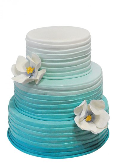 Торт на свадьбу Бирюзовый с цветами (C65279) - Компания Colette Cakes