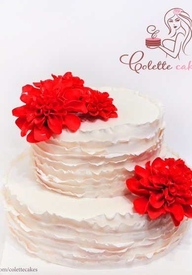 Торт на свадьбу Рюши с георгинами (C65285) - Компания Colette Cakes