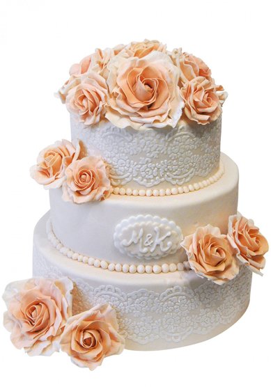 Свадебный торт Розы айвори (C65286) - Компания Colette Cakes