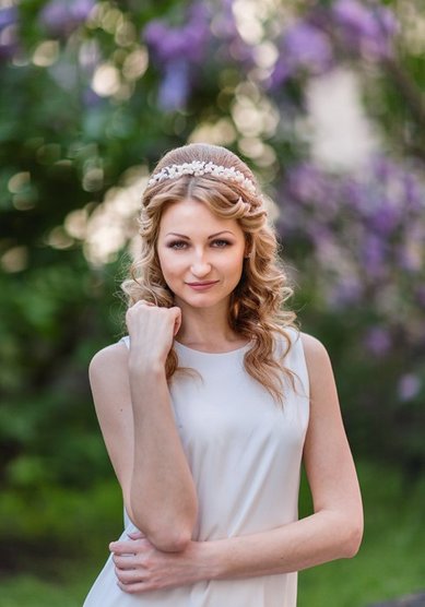 Свадебная прическа Локоны (мальвинка) (С16151) - Стилист-визажист Анна Маланичева