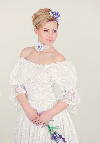 Прическа на свадьбу Кружевное платье. (С14928) - Свадебный стилист-визажист Людмила Кубышкина...