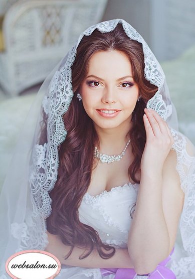 Свадебная прическа Свадебная прическа с фатой (W15923) - Агентство стилистов Websalon Wedding...