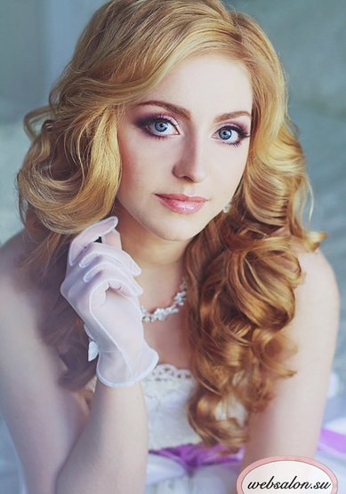 Прическа на свадьбу Локоны (W15948) - Агентство стилистов Websalon Wedding