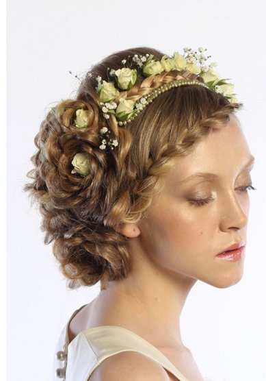 Прическа на свадьбу прическа с розами (H16154) - Наращивание волос. Свадебные прически HAIRSHOP Studio...