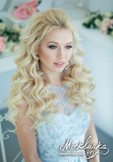 Прическа на свадьбу Локоны-волны (М18964) - Стилист-визажист Москвичка