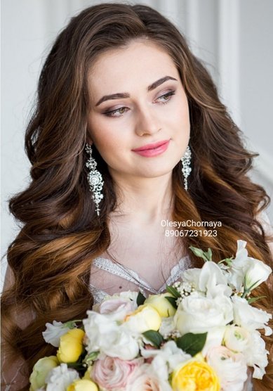 Прическа на свадьбу Локоны Омбрэ (С21132) - Стилист-визажист Олеся Чорная