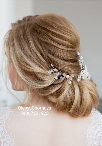 Свадебная прическа Текстурированный низкий пучок (С21137) - Стилист-визажист Олеся Чорная...