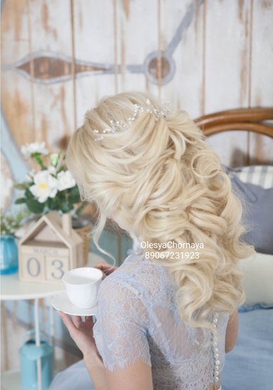 Свадебная прическа Присобранная объемная (С21139) - Стилист-визажист Олеся Чорная