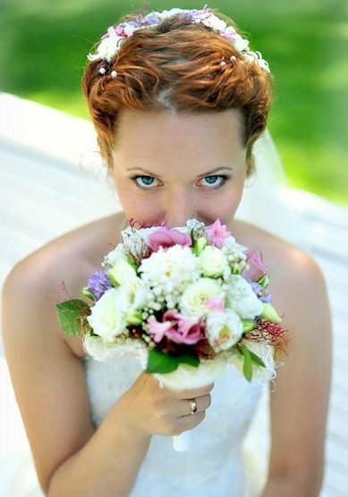 Прическа на свадьбу Лукавая (С3376) - Стилист-визажист Евгения Григорьева