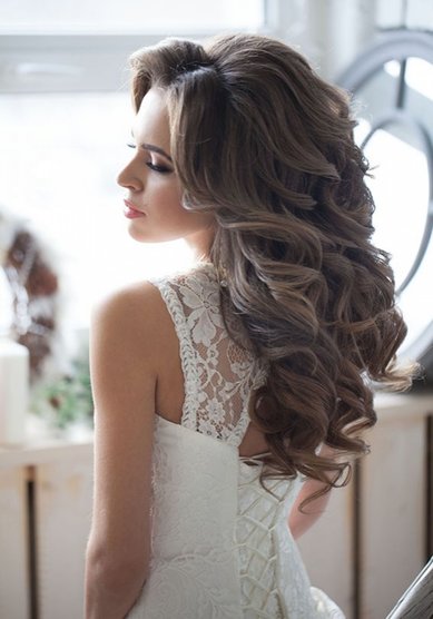 Прическа на свадьбу Крупные локоны (М19054) - Стилист-визажист Москвичка