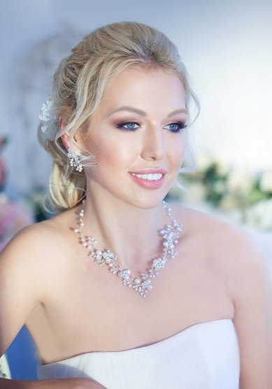 Образ невесты свадебный макияж для синих глаз (М19062) - Стилист-визажист Москвичка
