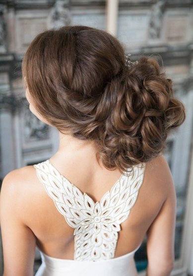 Свадебная прическа Пучок из локонов (М19581) - Стилист-визажист Москвичка