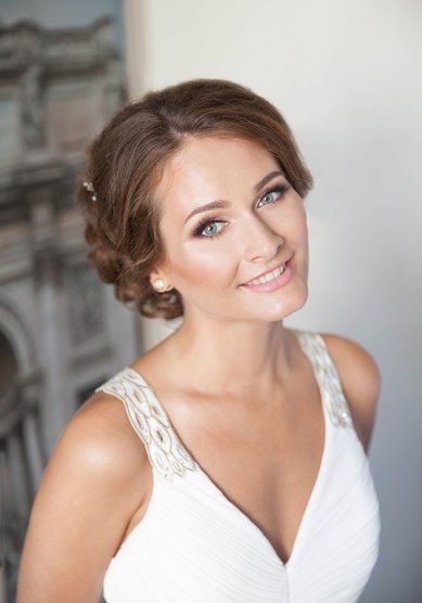 Свадебная прическа Пучок из локонов (М19581) - Стилист-визажист Москвичка