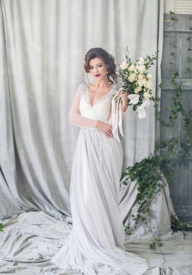 Свадебная прическа Средний пучок из локонов (М20389) - Стилист-визажист Москвичка