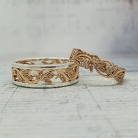 Обручальные кольца 3537 | 3537-Ю15475 из белого золота, фигурные