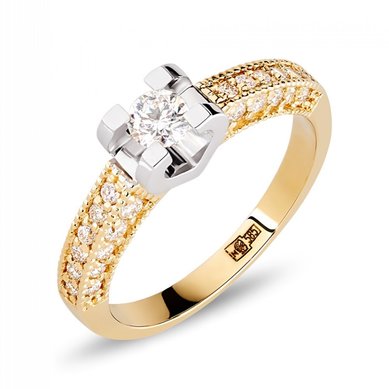 Помолвочное кольцо 0301201018331-V12137 - Ювелирная компания Vangold