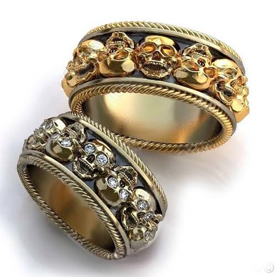 Обручальные кольца с черепами YJ-700 | с черепами YJ-700-З14931 - Ювелирная студия Золотой Дом...