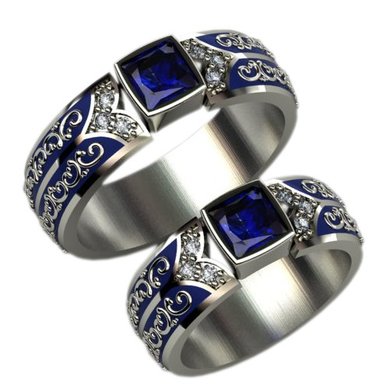 Обручальные кольца с сапфирами ZD-2687 | с сапфирами ZD-2687-З14940 - Ювелирная студия Золотой Дом...