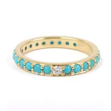 Обручальное кольцо с бирюзой и бриллиантом YA-685-З14951 - Ювелирная студия Золотой Дом