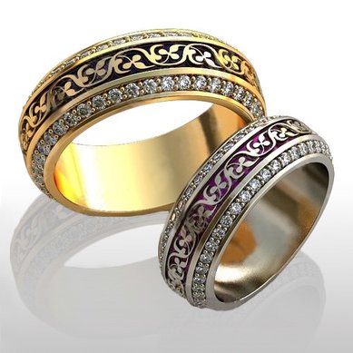 Обручальные кольца с эмалью и бриллиантами YJ-942 | с эмалью и бриллиантами YJ-942-З14953 - Ювелирная студия Золотой Дом...