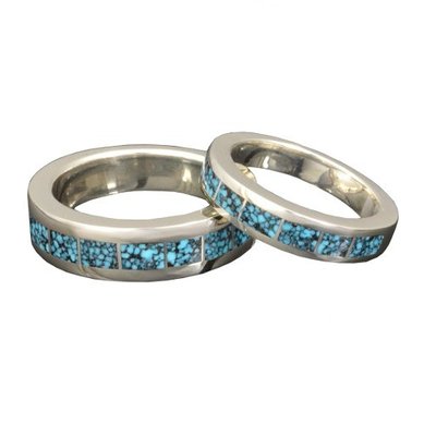 Обручальные кольца с бирюзой EC-02 | с бирюзой EC-02-З14962 - Ювелирная студия Золотой Дом